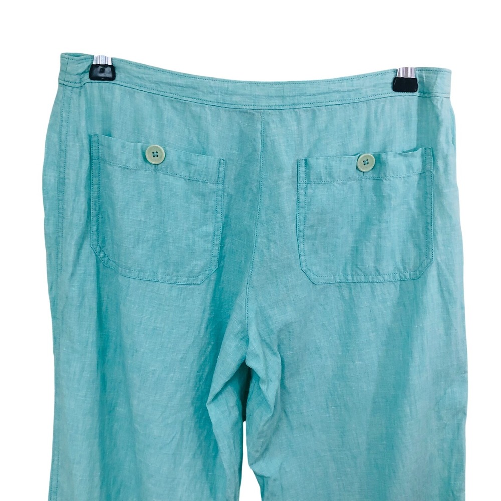 Tommy Bahama Aqua 100% Linen Pants Coastal Minimalist Drawstring Straight Size 2 - Picture 4 of 10
